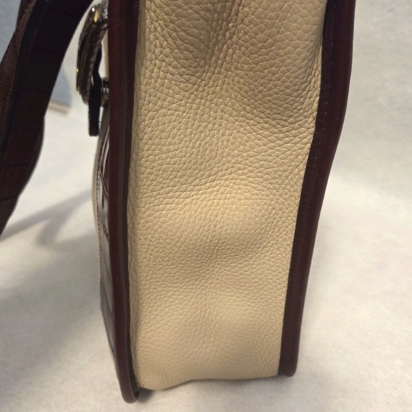 Vintage Y2K Brighton Crossbody Bag Croc-Embossed Trim Pebbled Leather Western - Picture 13 of 16